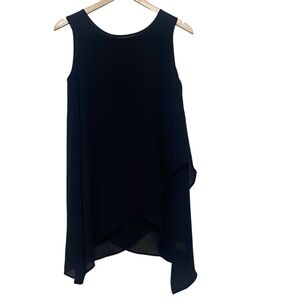 Vision Usa Sleeveless Black Asymmetric Layered Top Sz S